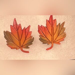 Maple Leaf Earrings in Red and Orange